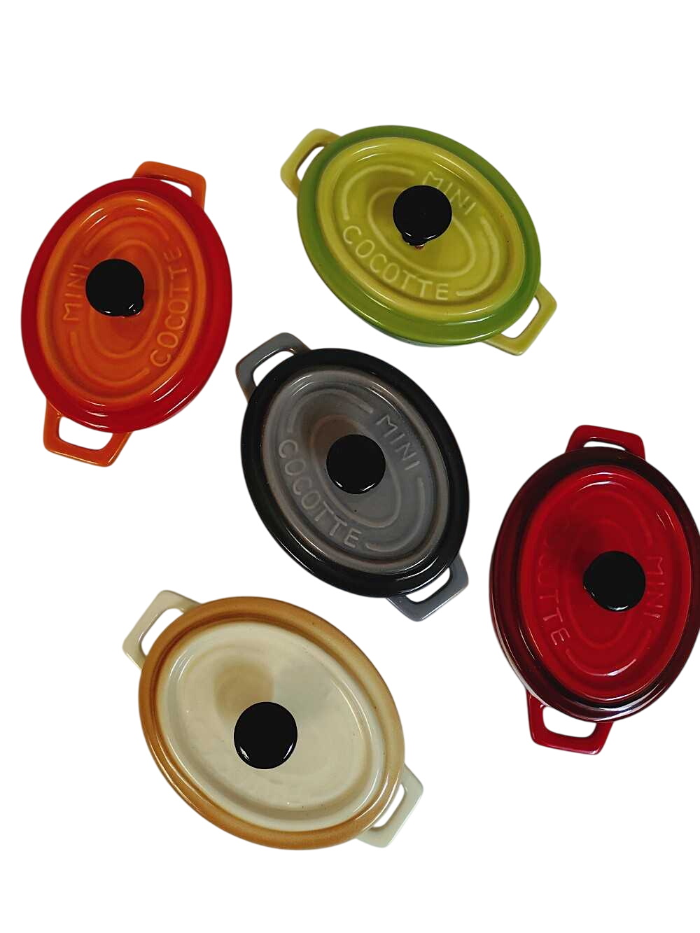 5 mini cocottes colorés en céramique - Photo 0