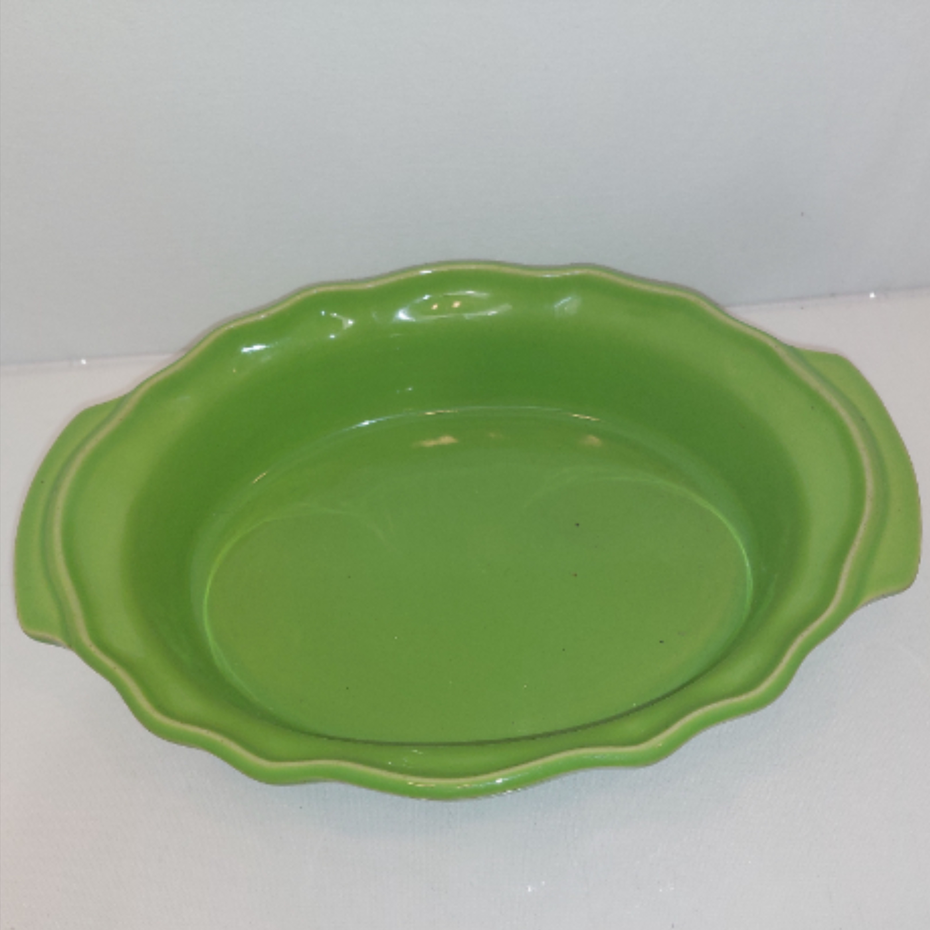 Plat four céramique vert anis " Esprit de cuisine" - Très bon état sur Label Emmaüs
