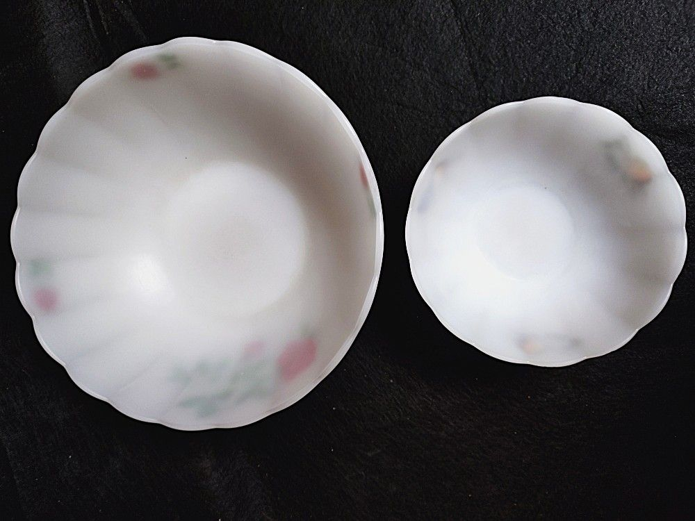 Lot fleuris ARCOPAL -opaline-vintage - Photo 3