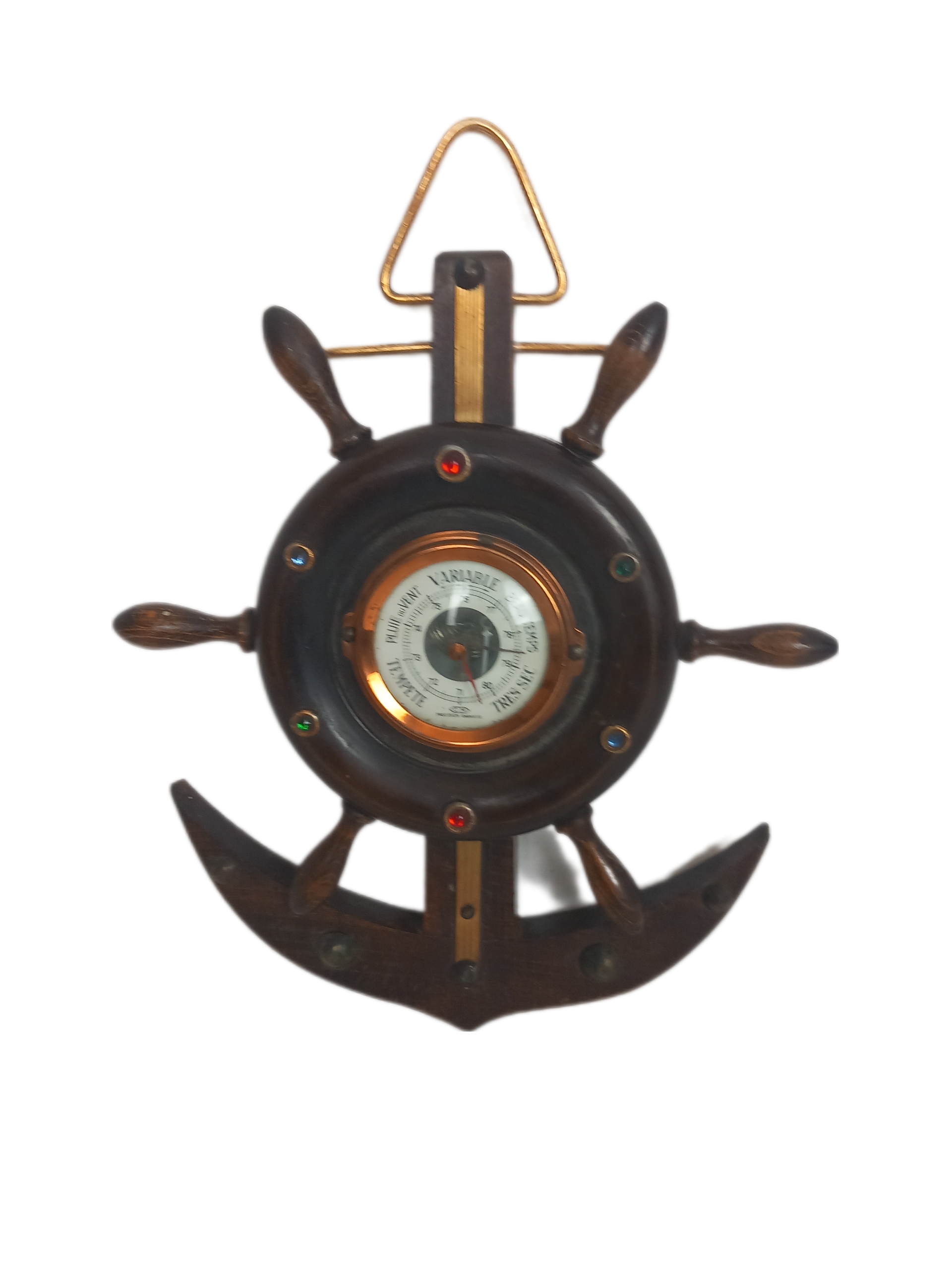 Baromètre Murale En Forme Ancre Et mat De bateau Vintage En Bois & Laiton Très bon état -  reconditionné disponible sur Label Emmaüs