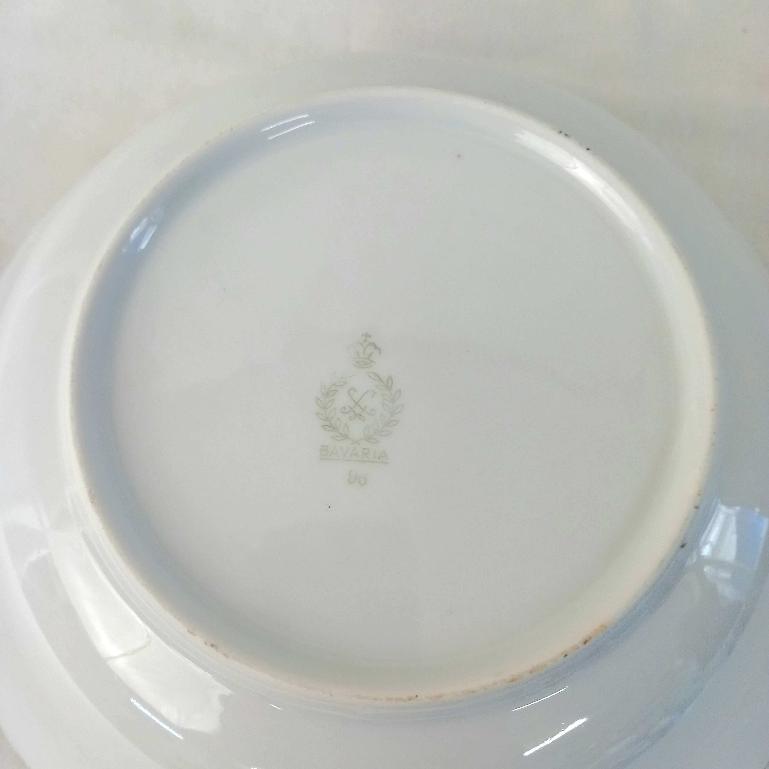 Saladier coupe à fruits, en porcelaine de Bavière, décor scène galante Très bon état - Vue 4 - 
