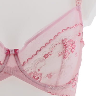 Soutien gorge avec armatures en dentelle rose - Femme - In Extenso - Taille 95D - Photo 3