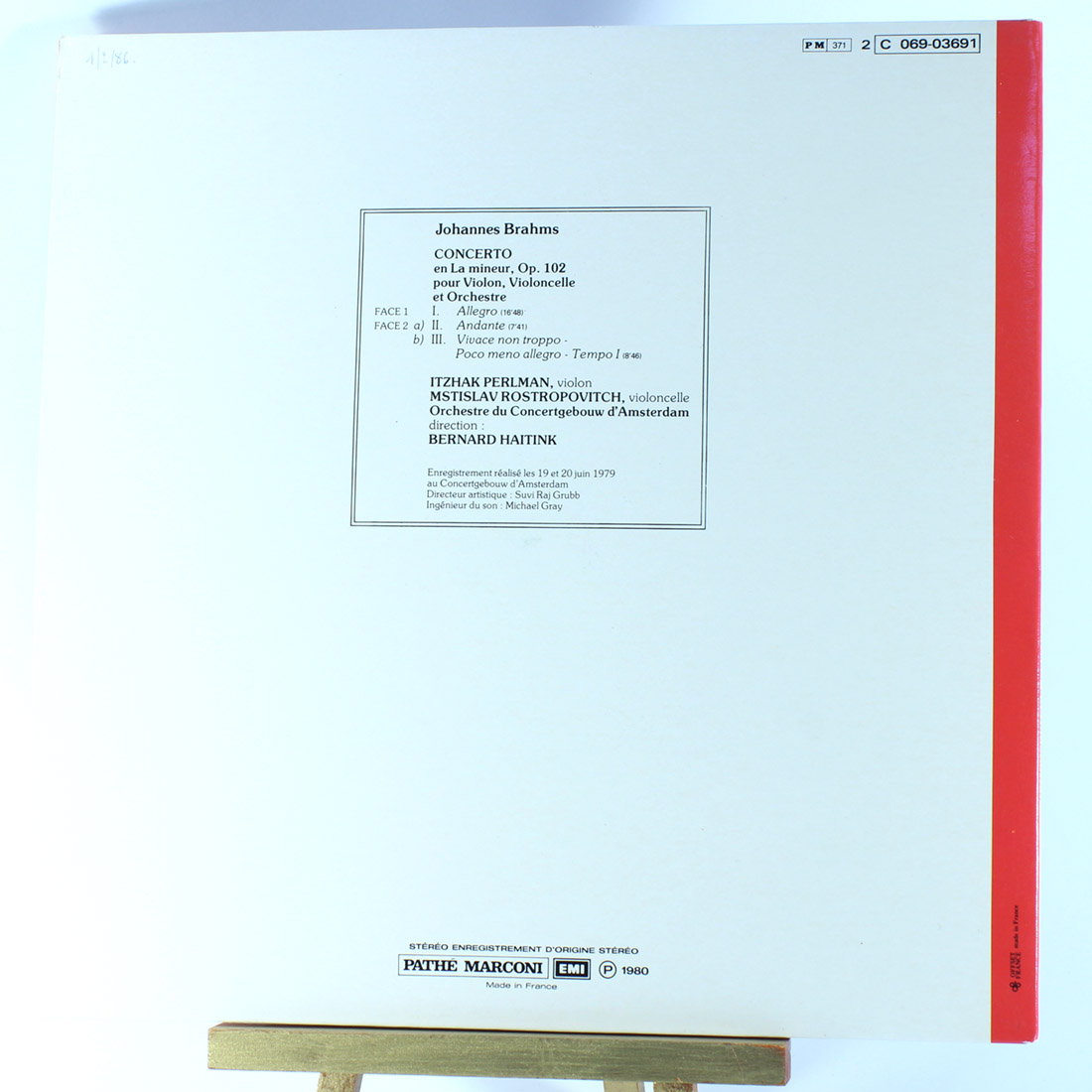 Disque vinyle Brahms: double concerto Bon état - Vue 2 - 