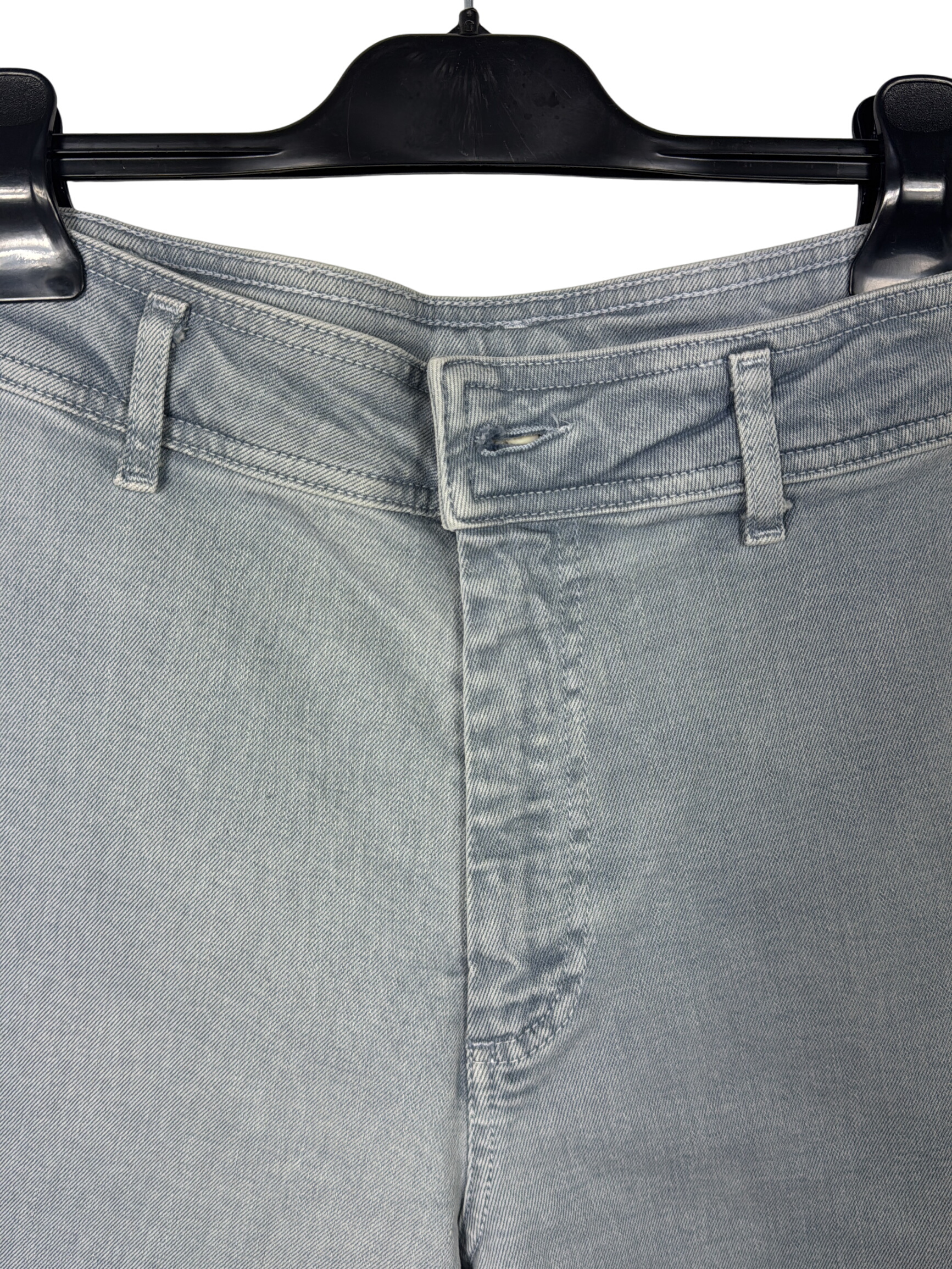 Pantalon Jean Bleu Délavé Coupe Droite Ourlet Franc Autre Très bon état - Vue 2 - 