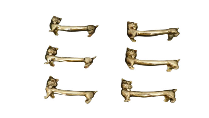 Lot de 6 Porte couteaux Chatons en métal argenté  - Vue 9 - 