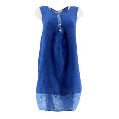 Tunique bleu avec sequin - femme - Puro Lino - taille 3 - Photo 0