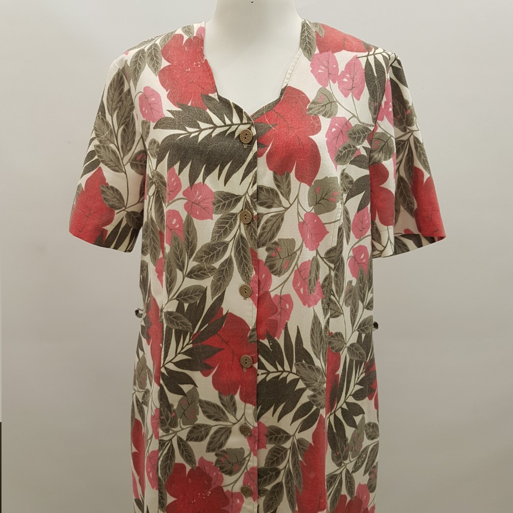 Robe boutonnée imprimée fleurs roses et feuillage vert - DAMART - Taille 46 - Photo 4