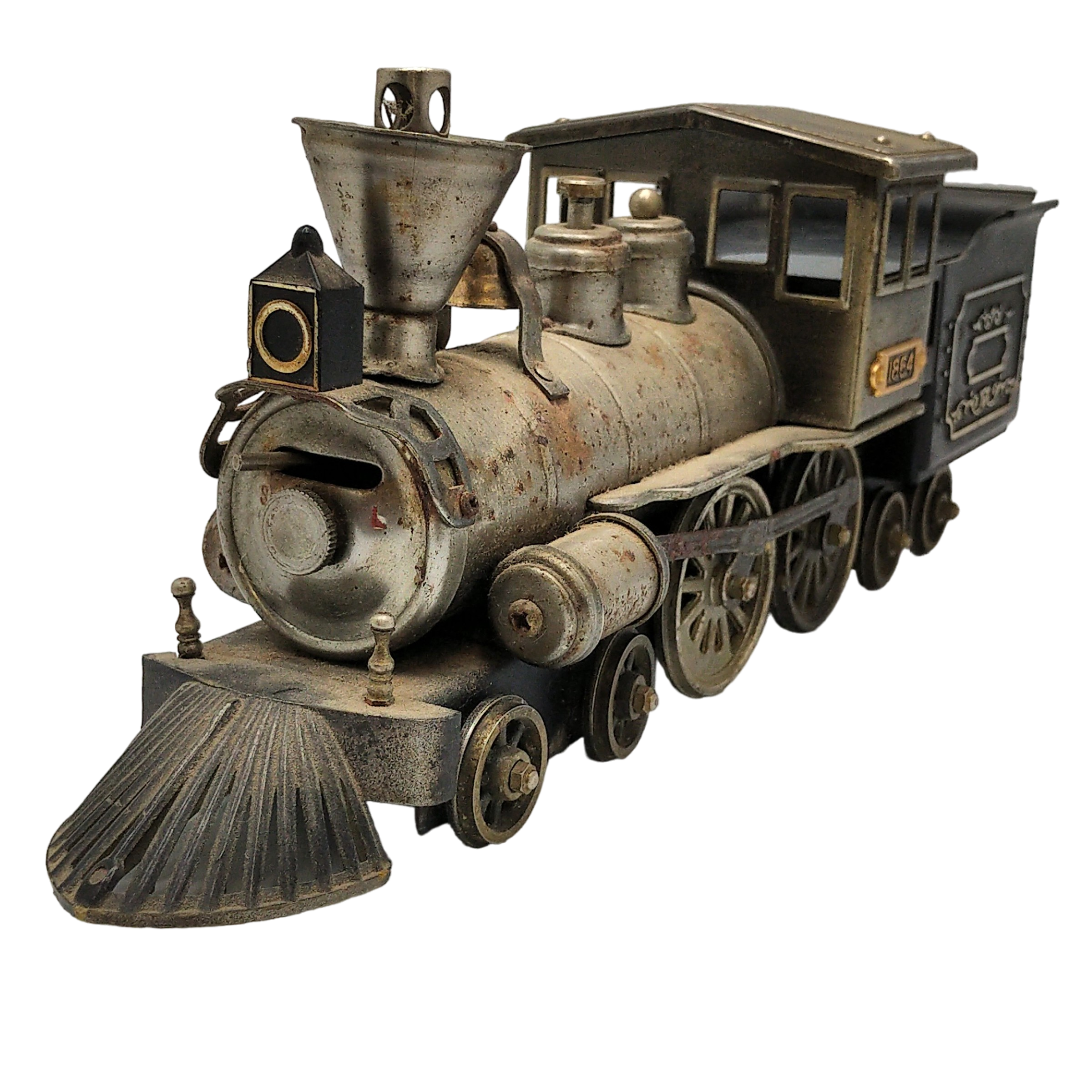 Boutons De Manchette Anciens Décor Train / Locomotive - Métal Doré, Occasion Très Bon état