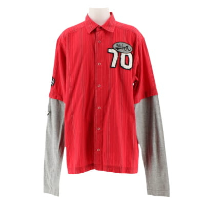 Chemise rouge à rayures - garçon - Quiksilver - taille 14 - Photo 0