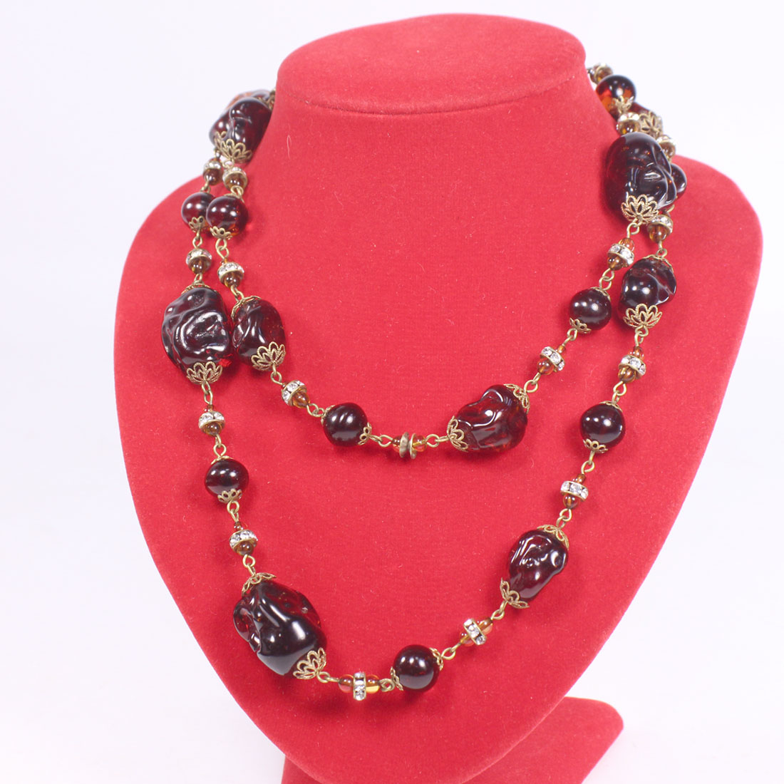 Collier en perles de verre imitation ambre Bon état - Vue 2 - 