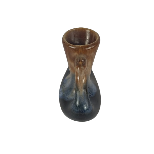 Vase ancien marron et bleu Très bon état - Vue 2 - 