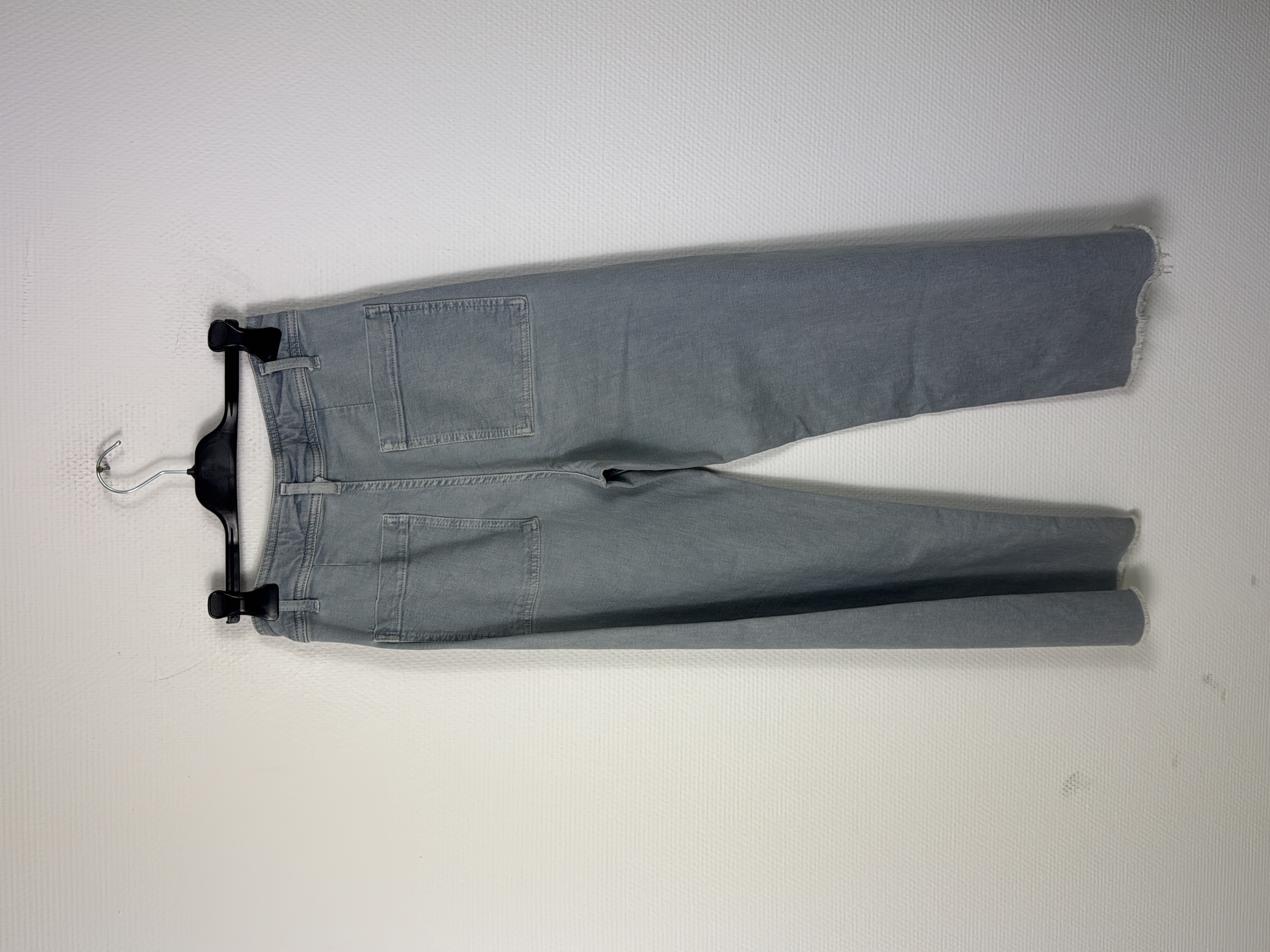 Pantalon Jean Bleu Délavé Coupe Droite Ourlet Franc Autre Très bon état - Vue 4 - 