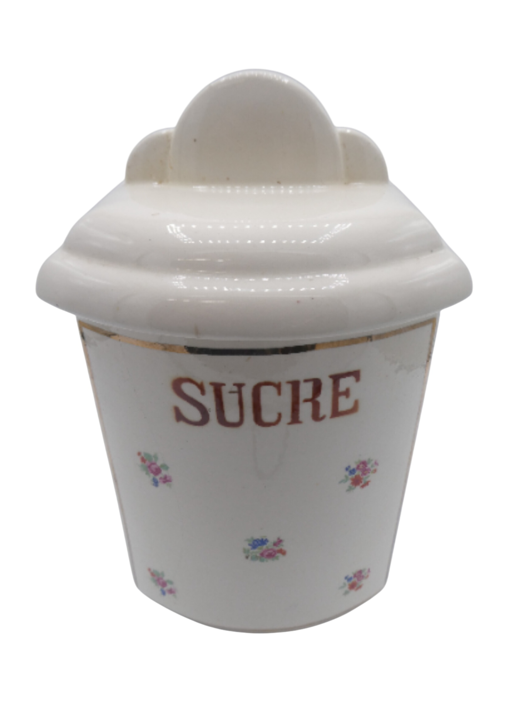 Sarreguemines - Pot à épices sucre en faïence en motif fleuri - Photo 0
