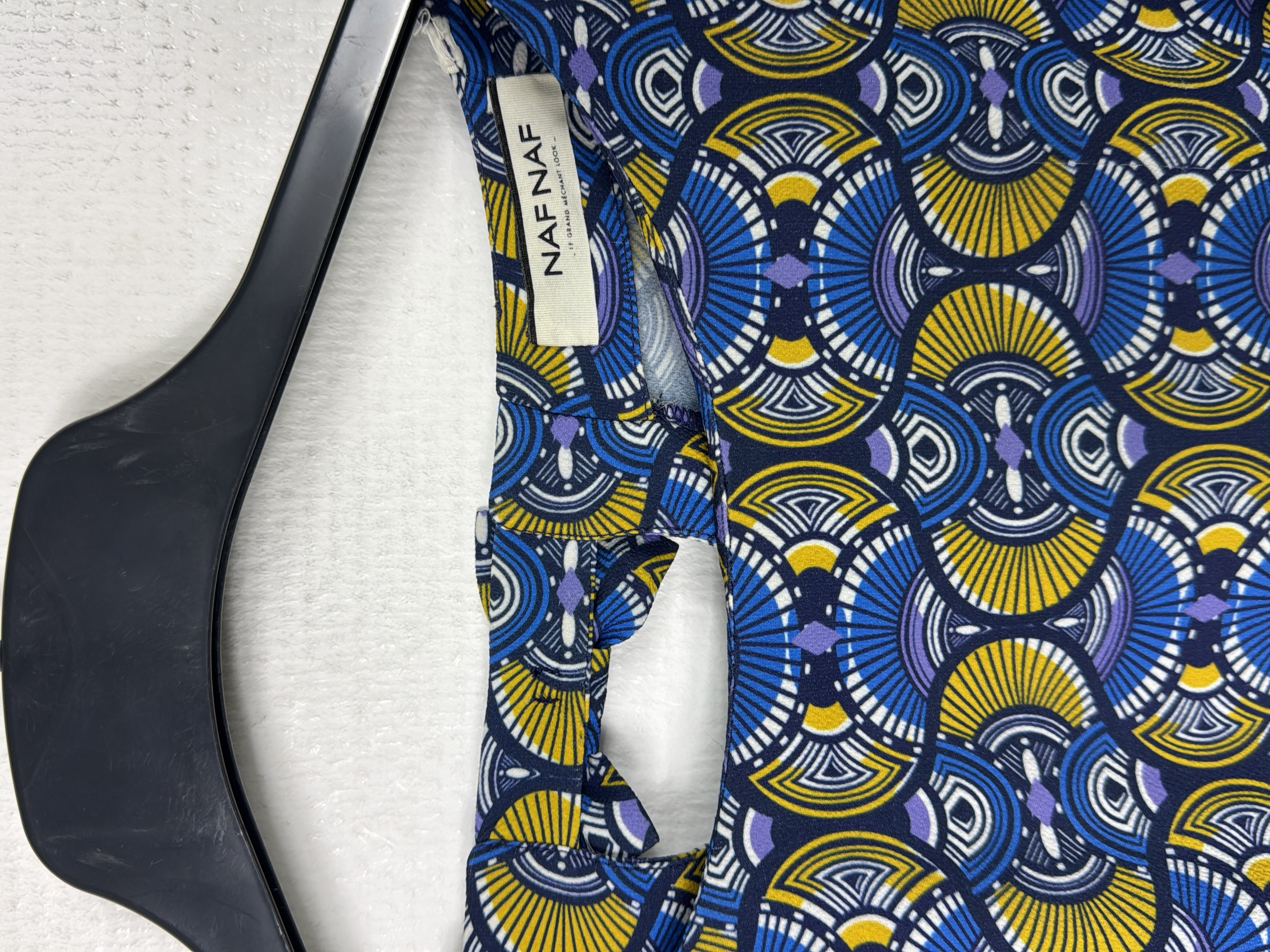 Chemisier à motifs bleus et jaunes Naf naf S 💛 Très bon état - Vue 3 - 