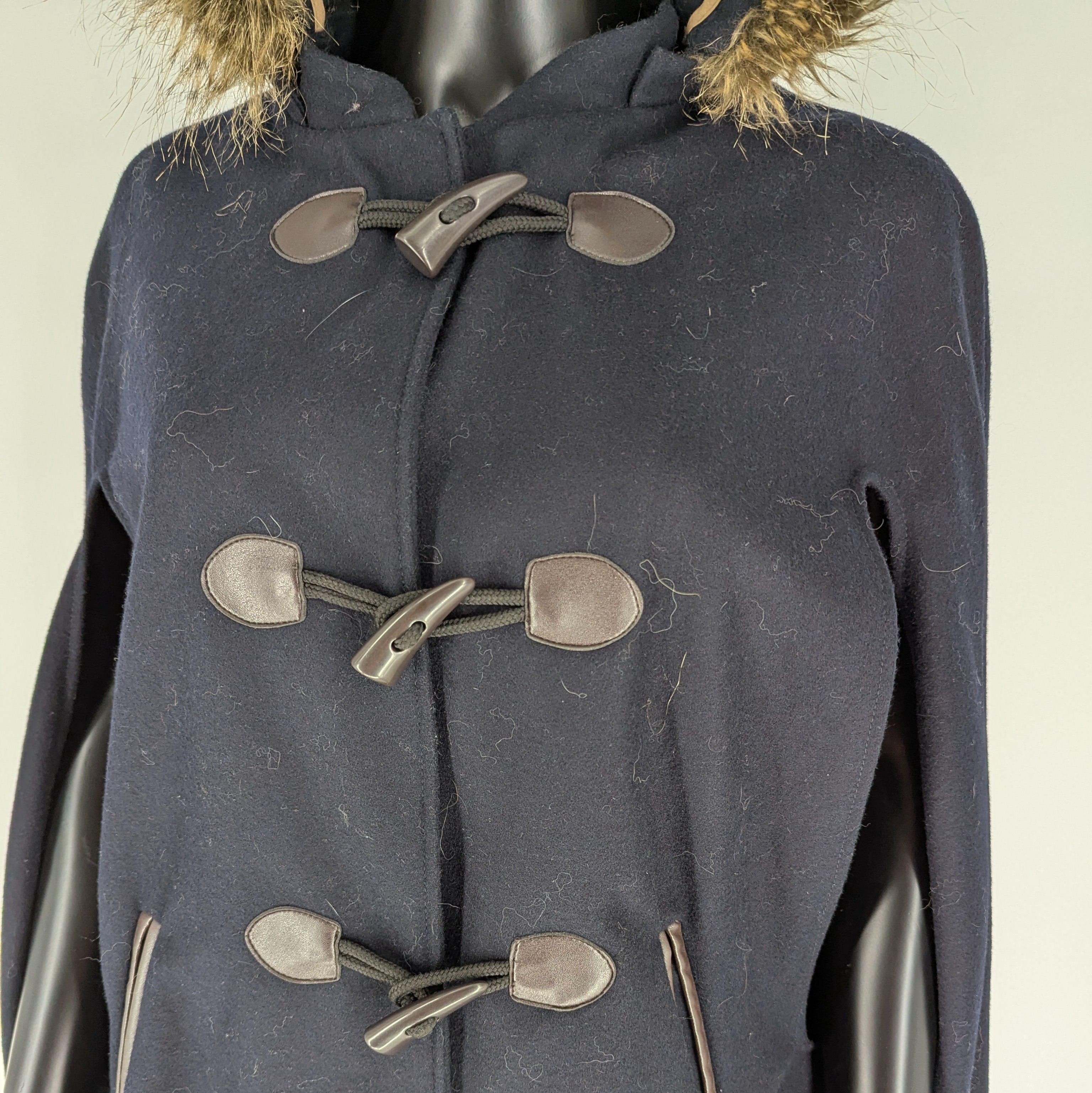 Cape en laine T.50/52 LA REDOUTE capuche amovible avec fourrure - Photo 3