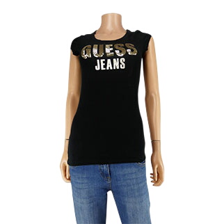 T-shirt noir - Femme - Guess - Taille S  -  reconditionné disponible sur Label Emmaüs