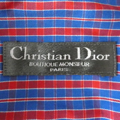 Chemise bleue et rouge à carreaux - Homme - CHRISTIAN DIOR - Taille 44  - Vue 5 - 