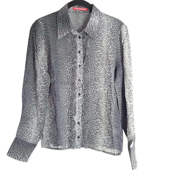 Chemisier manches longues imprim lopard gris et noir, Taille: 38 - Alain Manoukian - Modalova