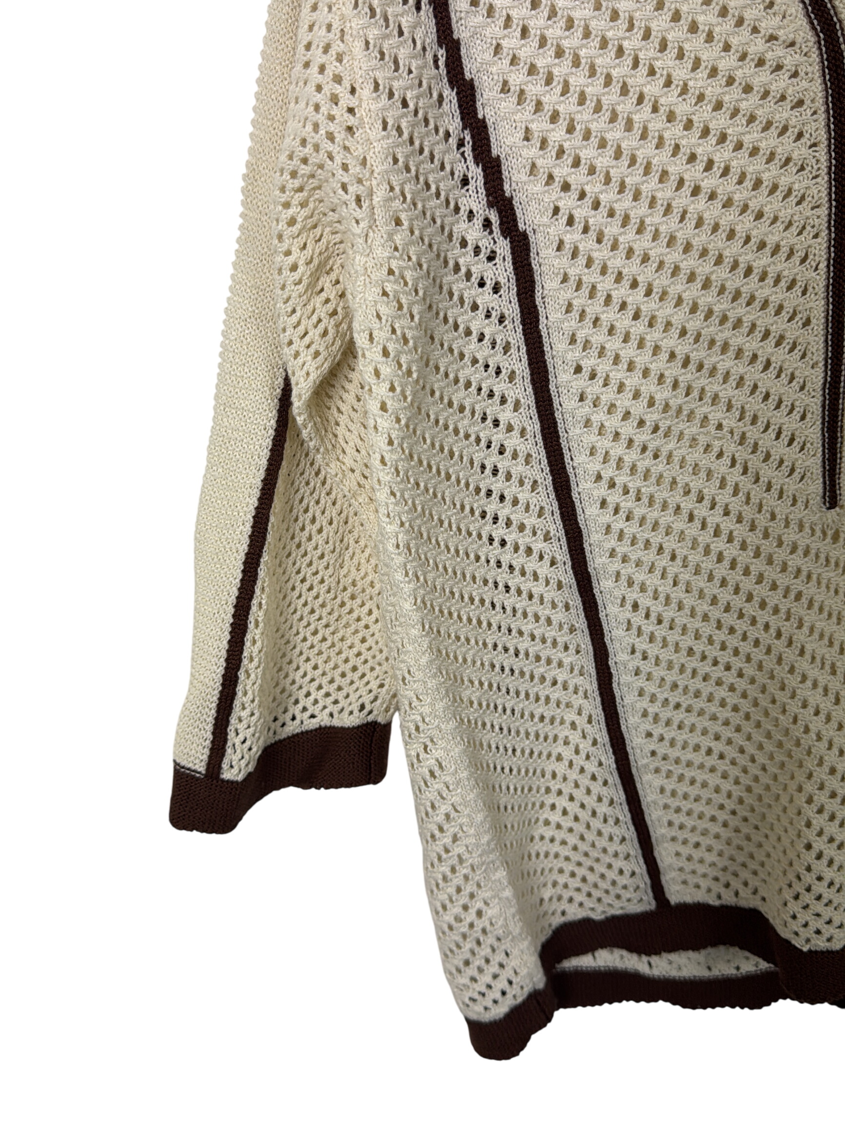 Pull ajouré Caroline biss rayures marron S 🤎 - Photo 1