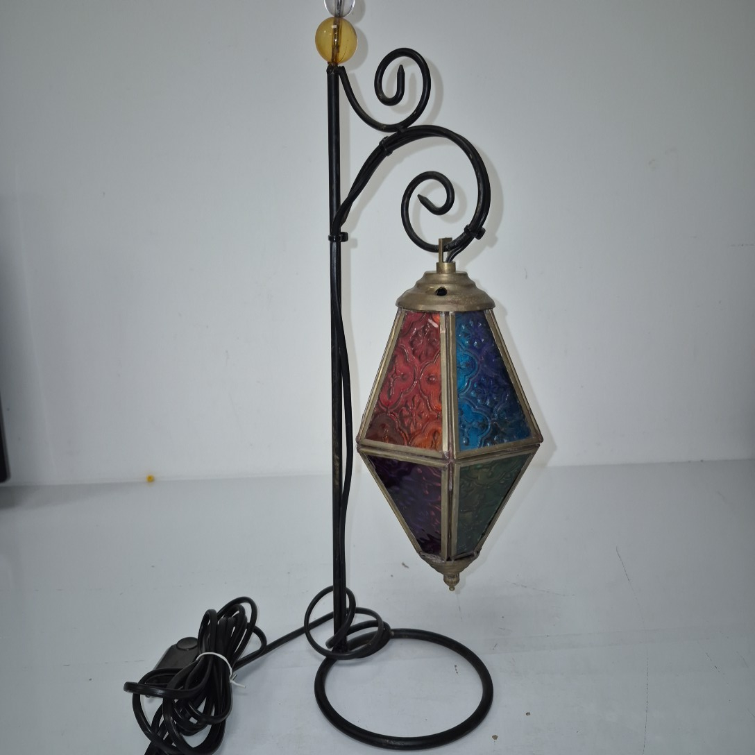 Lampe sur pied oriental vitrail rouge et bleu - Photo 1