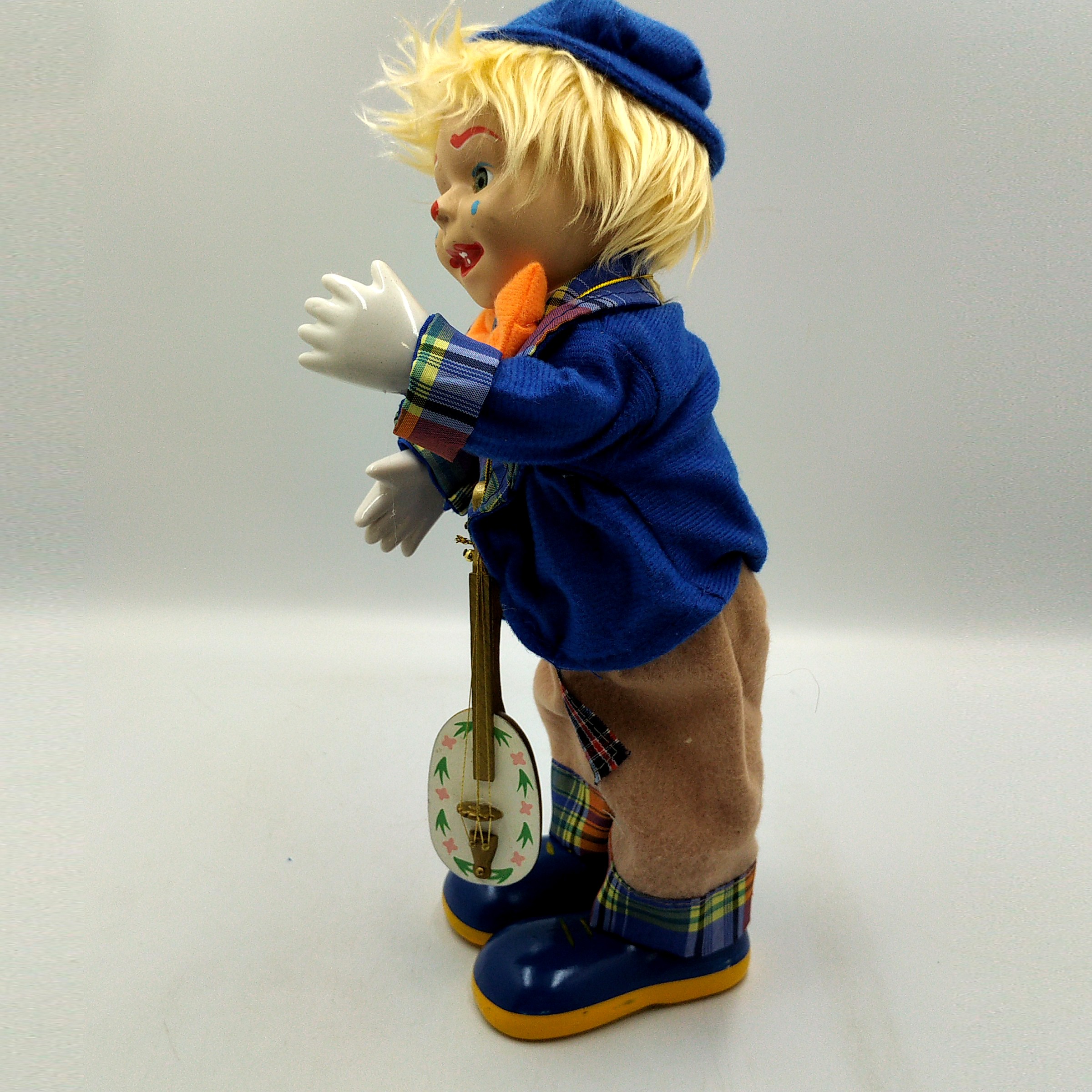 Clown musical, automate en porcelaine avec sa guitare, 32 cm, Vintage. Très bon état - Vue 7 - 