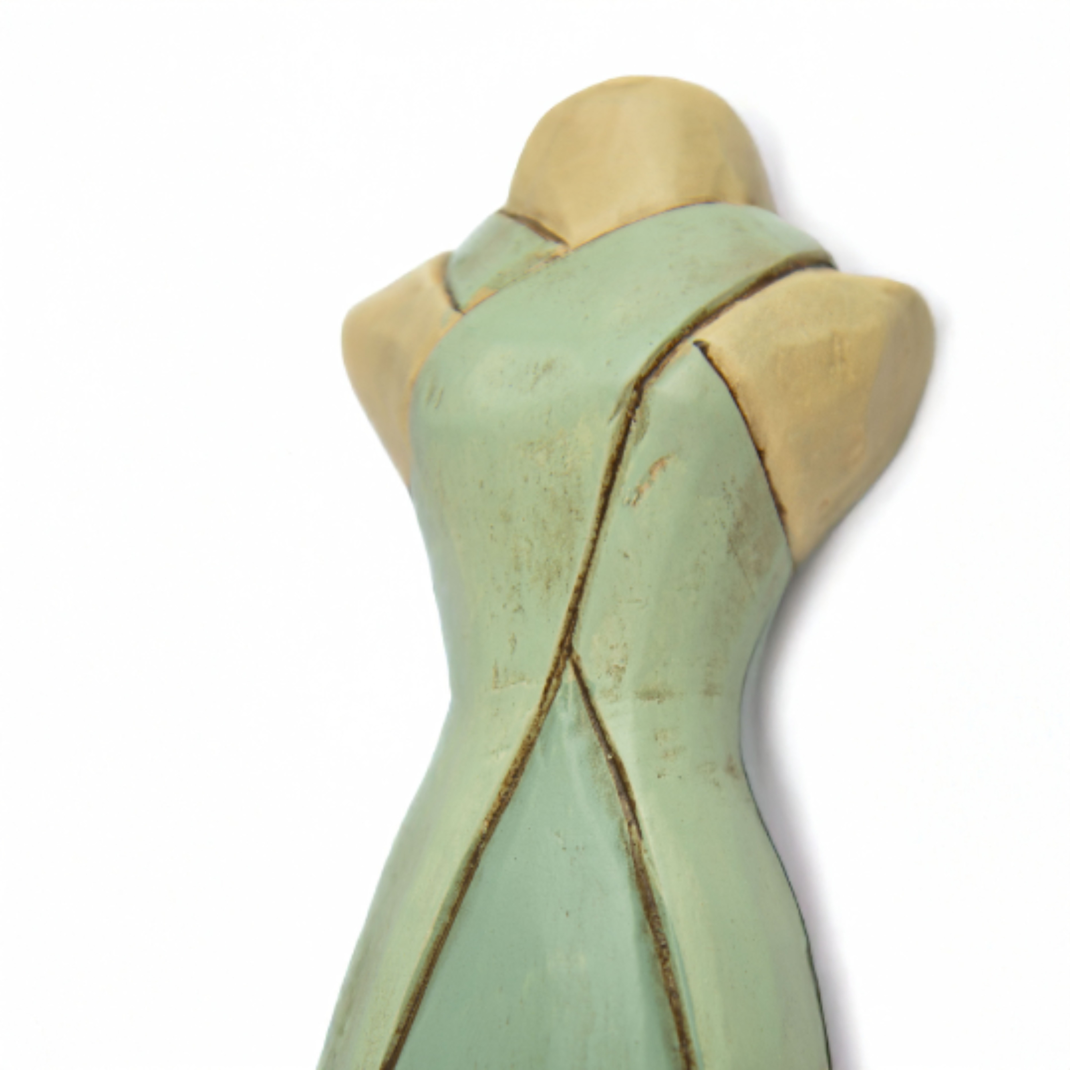 Buste porte bijoux en bois bleu clair avec robe de gala vintage - Photo 2