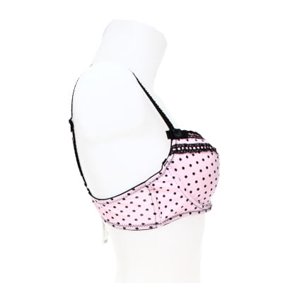 Soutien gorge taille 110B, couleur rose imprimé pois noirs avec armatures - Femme  - Photo 1