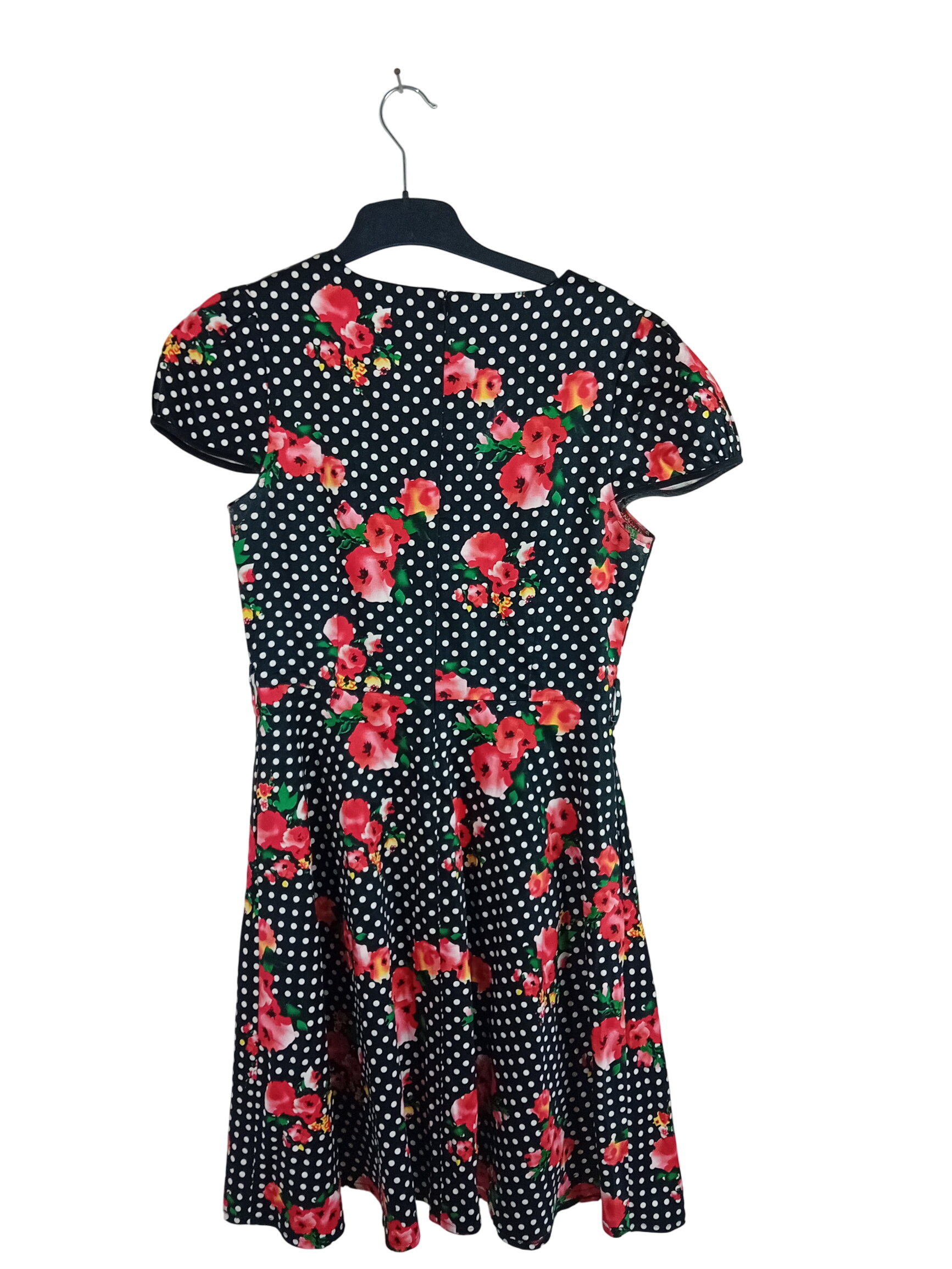 Voir photo 2 de Robe Voodoo vixen Noire Pois Blancs et Fleurs Rouge L / 40 / 12 Robe Voodoo vixen Noire Pois Blancs et Fleurs Rouge L / 40 / 12 Très bon état - Vue 2 -