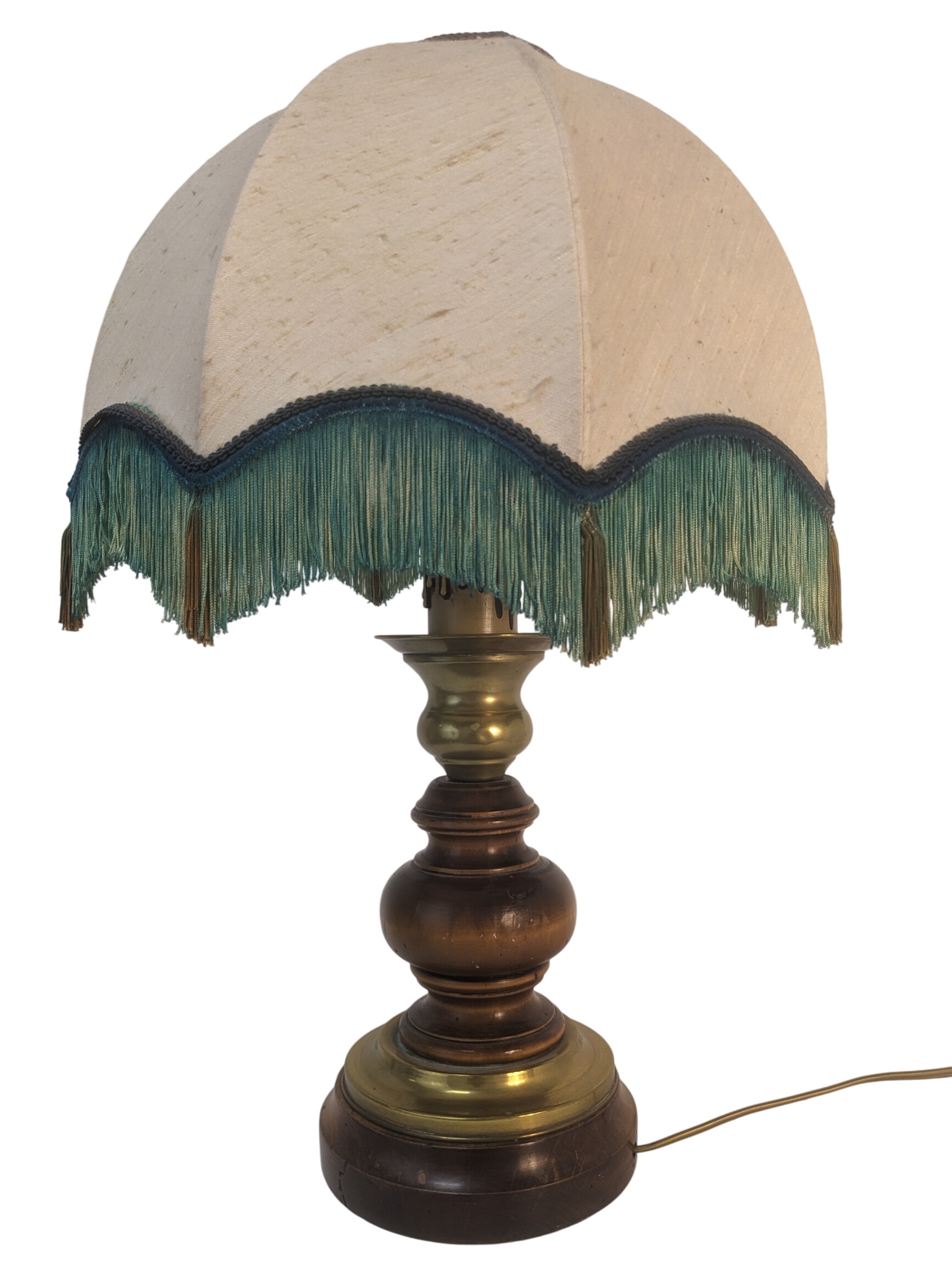 Lampe en bois et tissu style rétro Bon état -  reconditionné disponible sur Label Emmaüs