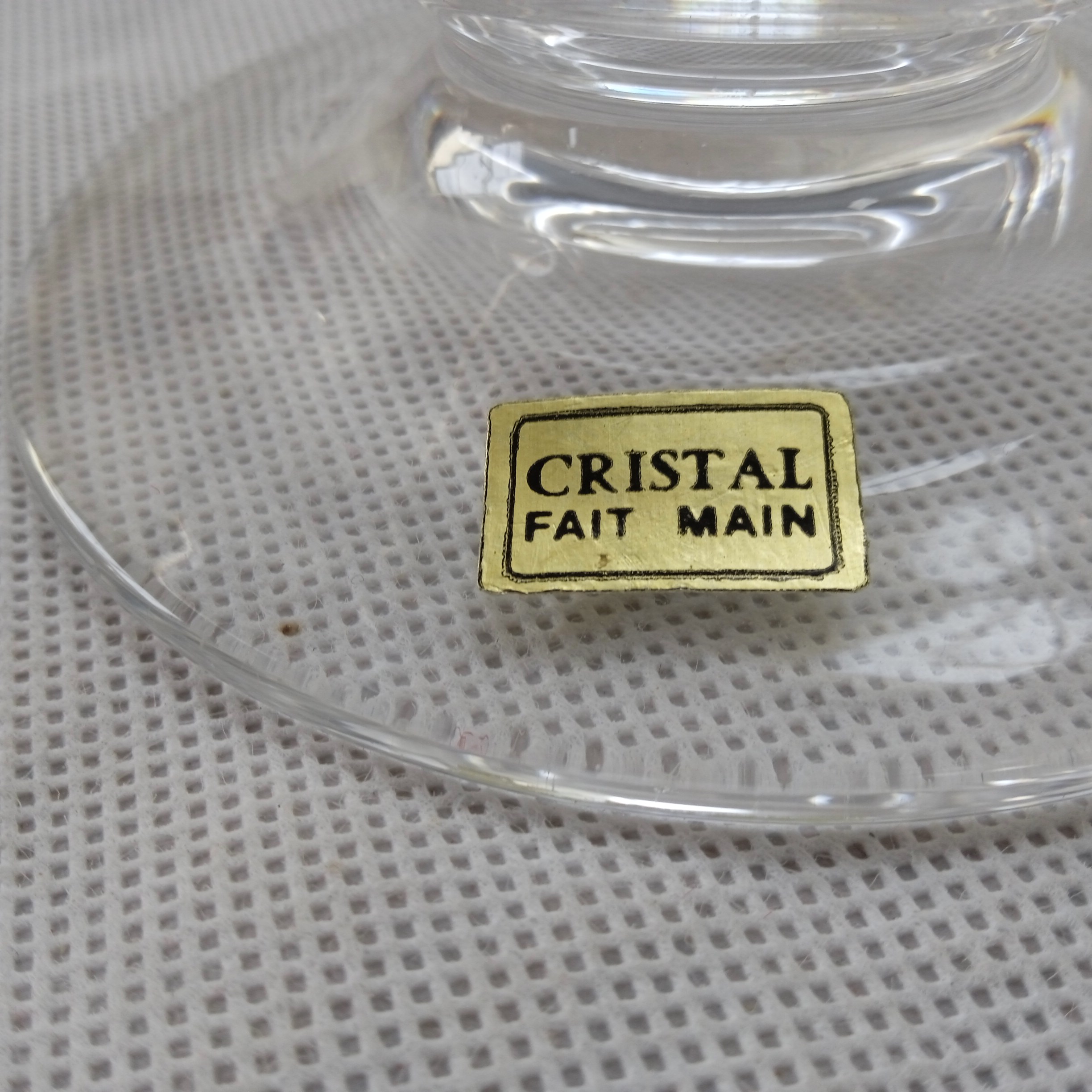 Saladier coupe (caviar, confiture) sur pied en cristal fait main  Très bon état - Vue 2 - 