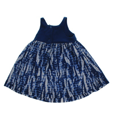 Robe à bretelles fille bleue chinée blanche -12mois - Photo 1