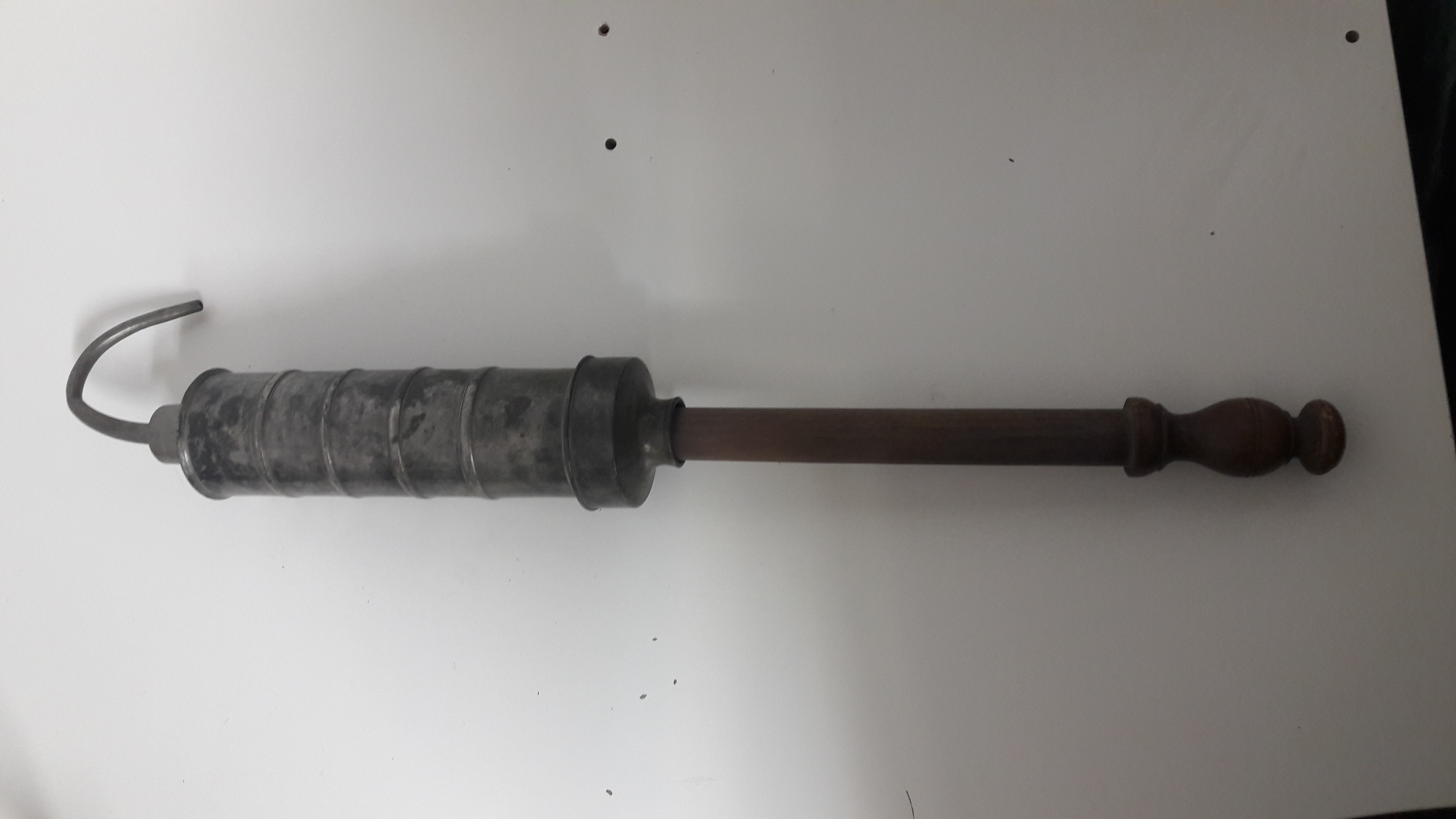 Clystère ou seringue à lavement XVIII - étain et bois - Bon état - Photo 3