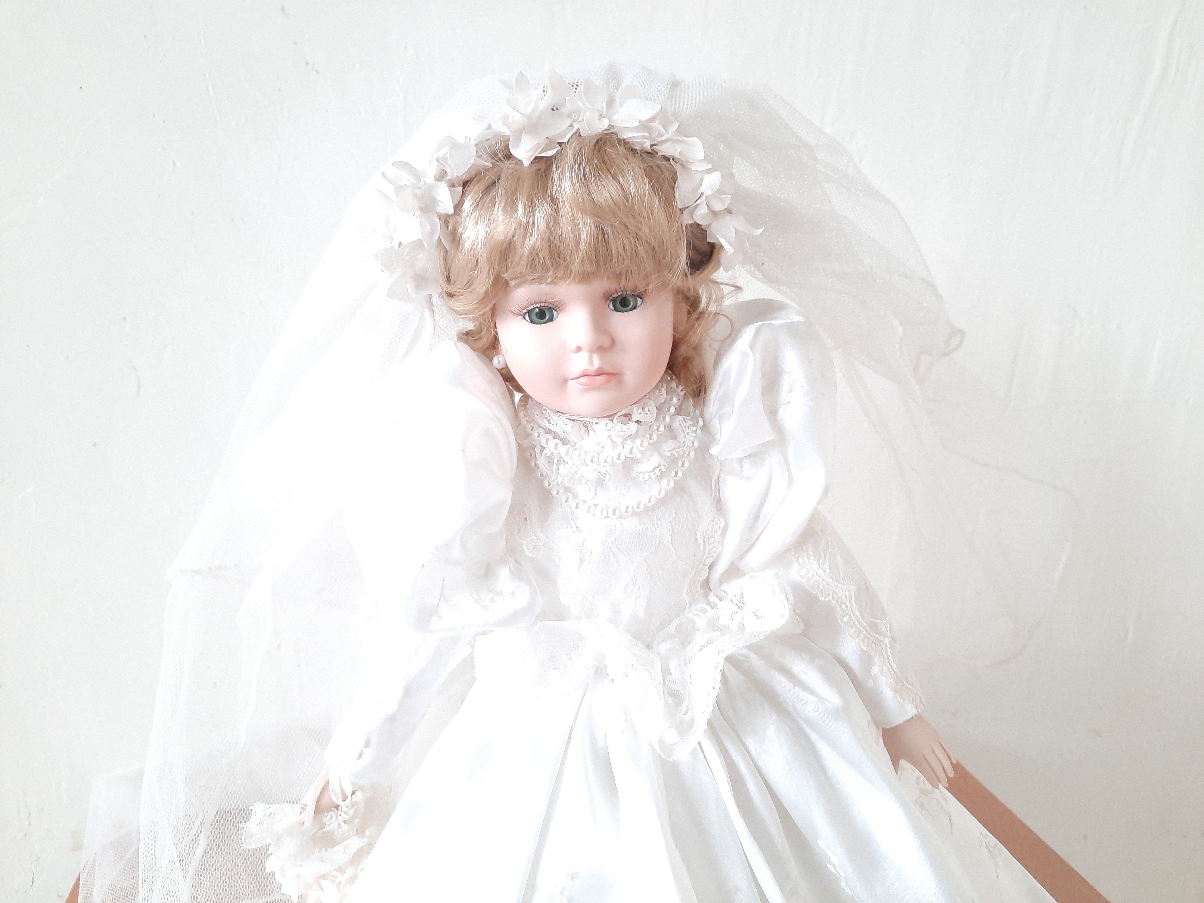 Poupée Porcelaine Mignonette Française XIXème - Robe Soie - Besoin Restauration