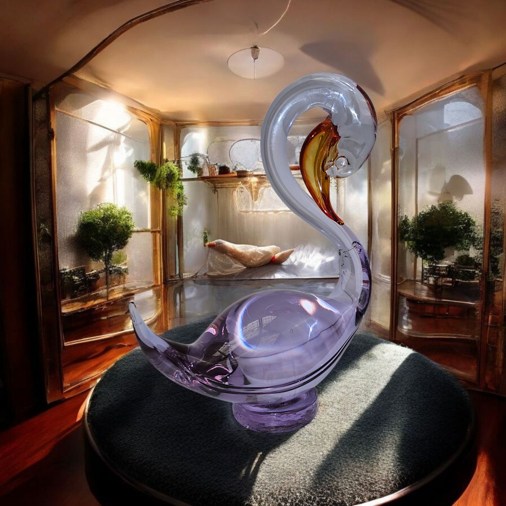 Cygne Art-Déco 20cm Hauteur en verre colorés [ Cristallerie ] - Photo 5