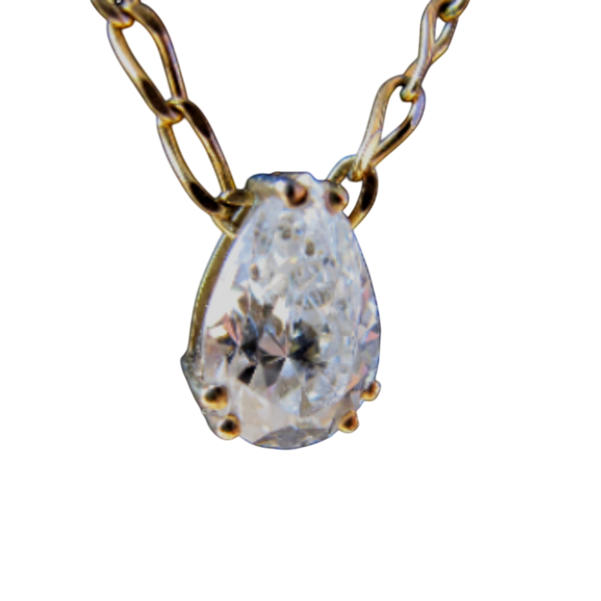 Pendentif zircon et chane en plaqu or - Label Emmaus - Modalova