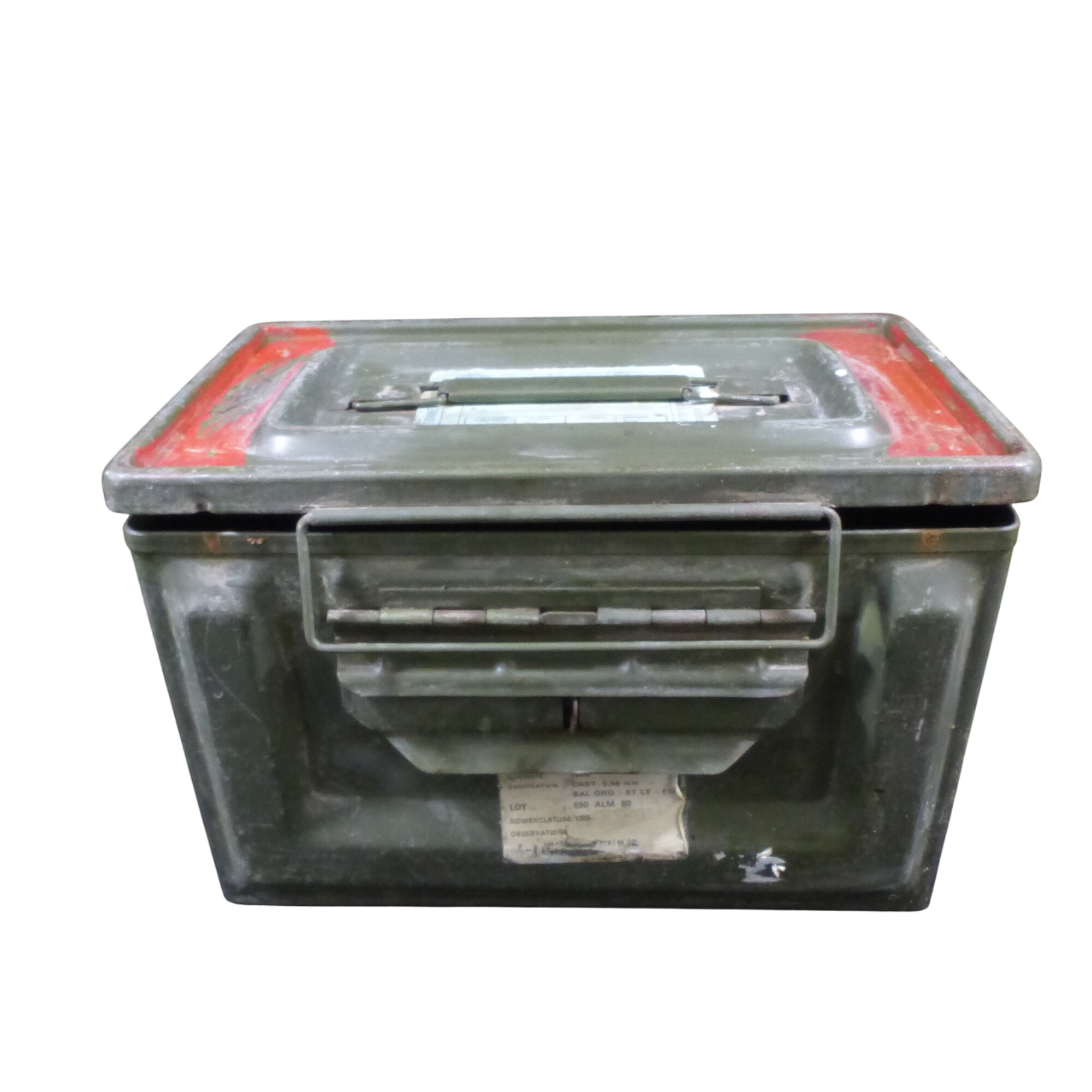 Caisse à munition en métal kaki - Armée Française - Photo 0