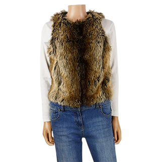 Veste en fausse fourrure marron sans manches - femme - Jennyfer - taille S - Très bon état sur Label Emmaüs