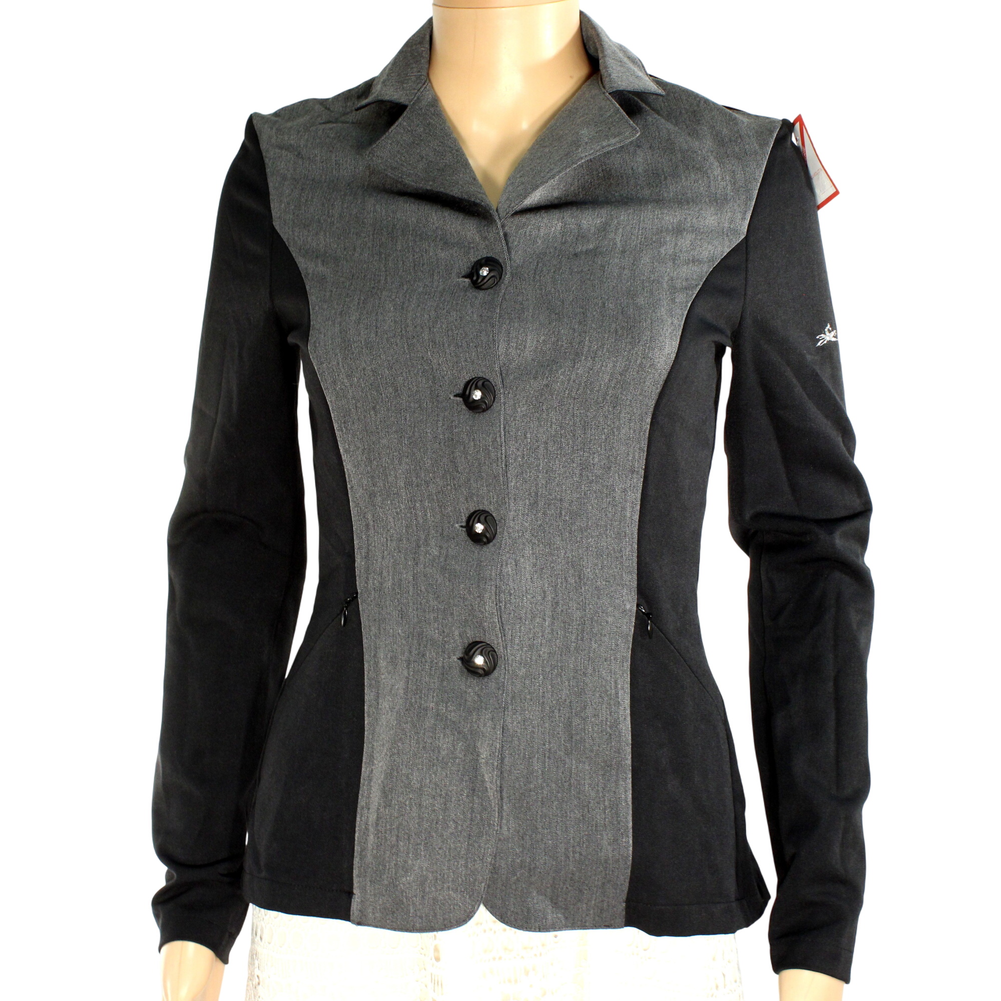 Veste Femme De Concours Equitation Noire & Grise EQUI.THEME Taille XS  -  reconditionné disponible sur Label Emmaüs