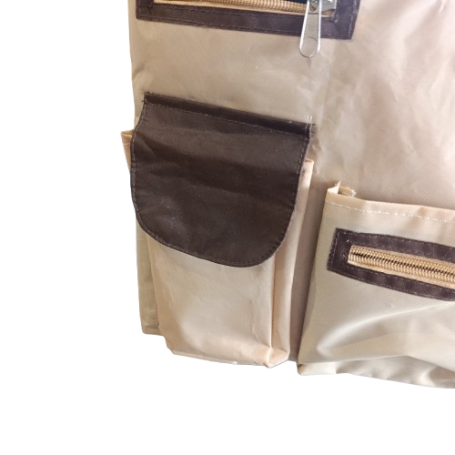 Sac à bandoulière de couleur marron crème pour femme avec poches - Photo 3