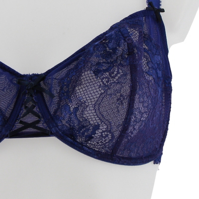 Soutien gorge violet bleu dentelle avec armatures - femme - rougegorge - taille 90F - Photo 4