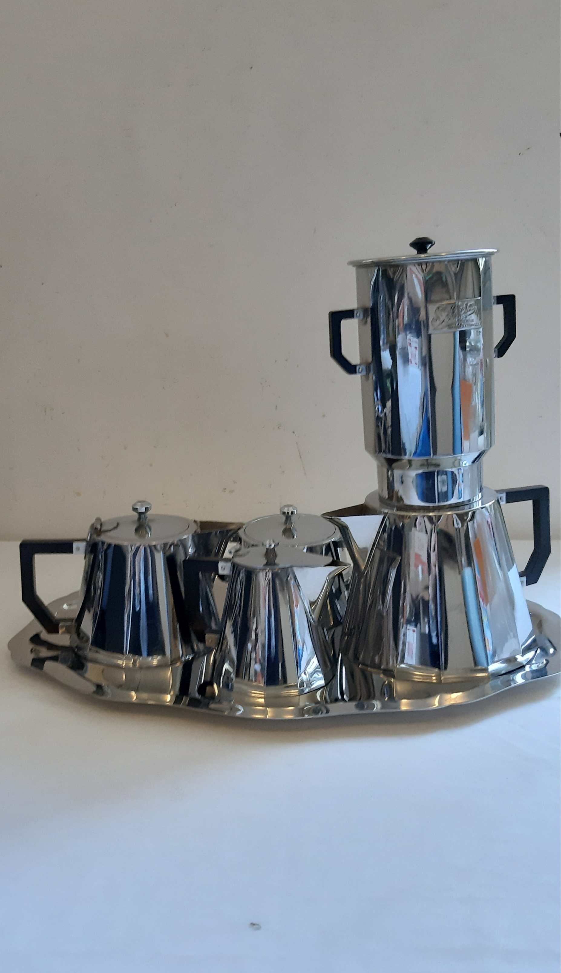 Service à Café En étain D'art France – Cafetière, Sucrier, Pot à Lait