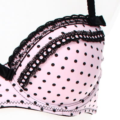 Soutien gorge taille 110B, couleur rose imprimé pois noirs avec armatures - Femme  - Photo 4