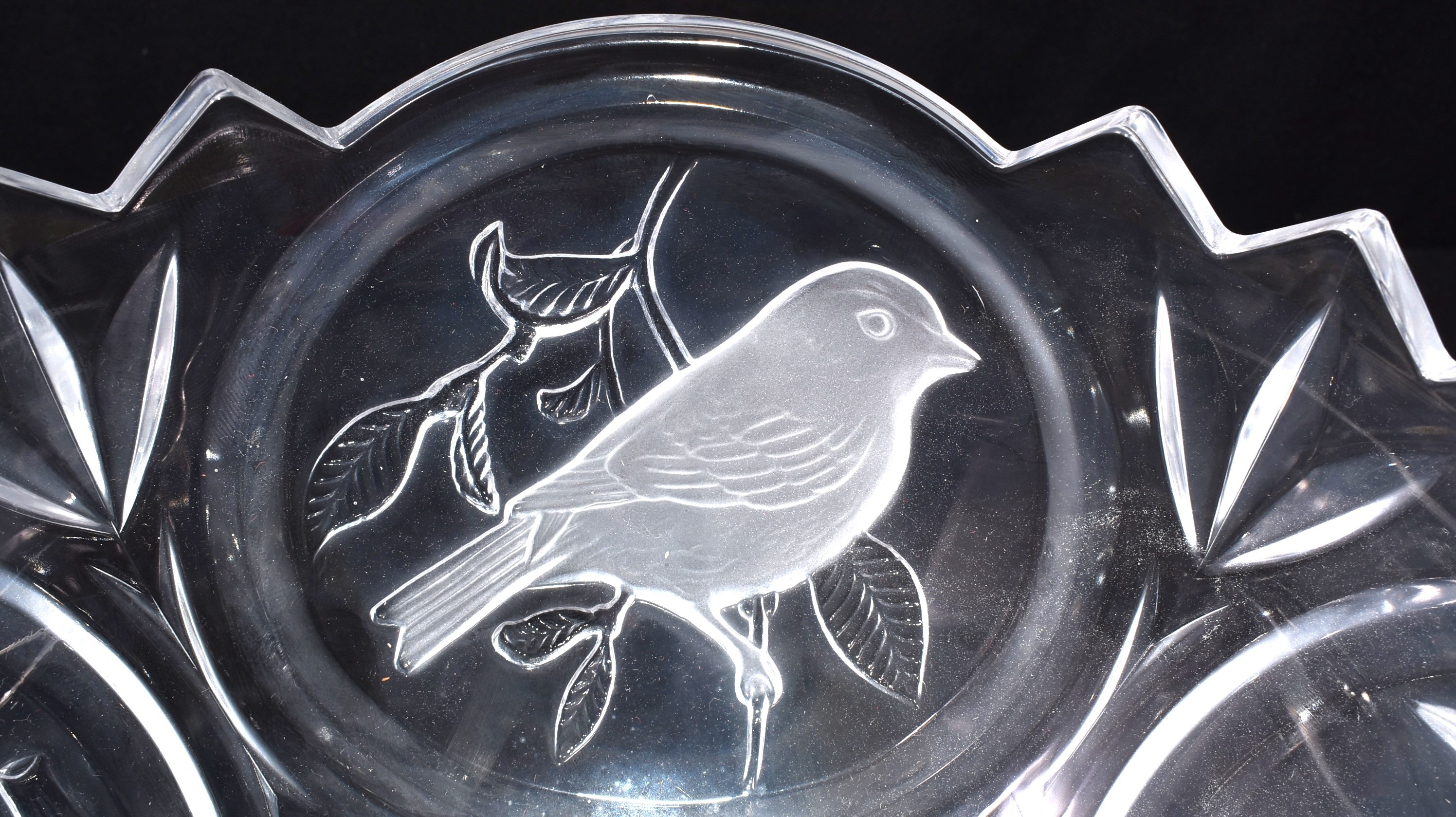 Coupe à fruit cristal d'Arques décors oiseaux  Comme neuf - Vue 4 - 
