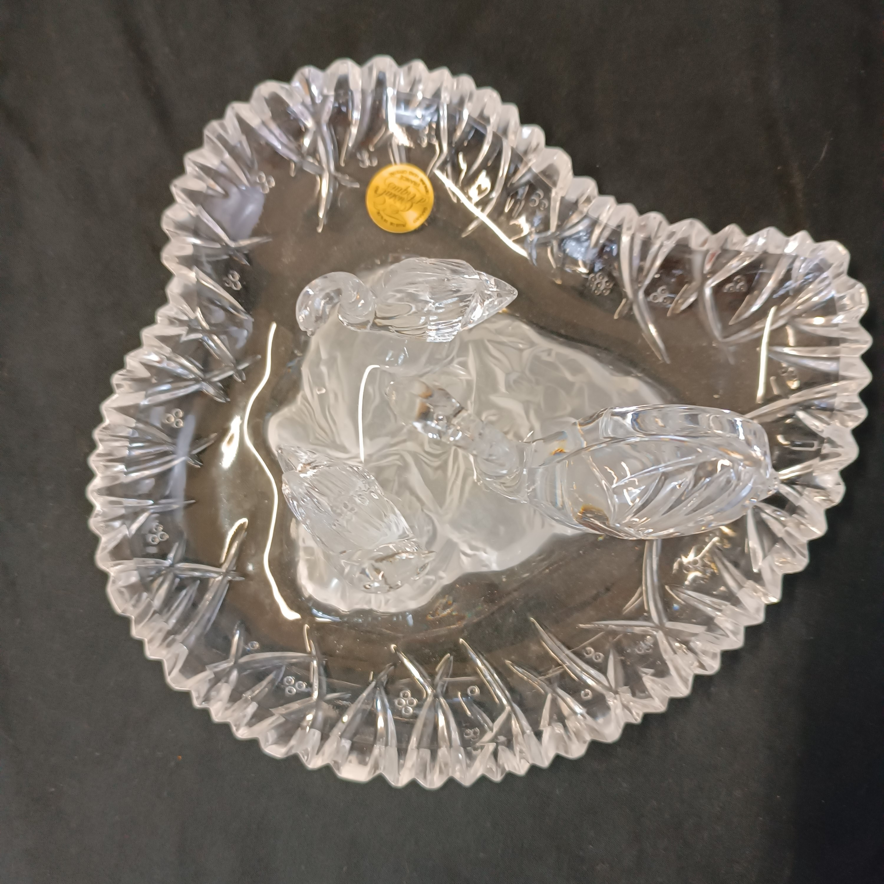 Coupelle vintage "3 cygnes" en cristal d'Arques - Image 3