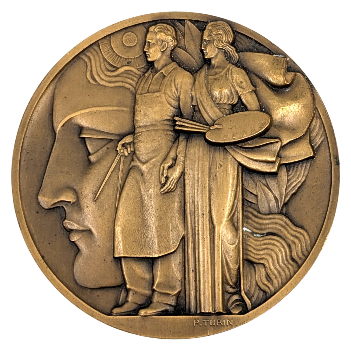 Médaille Bronze Honneur Et Patrie A. Dujardin Poinçon Corne - WW1 - XXe Siècle