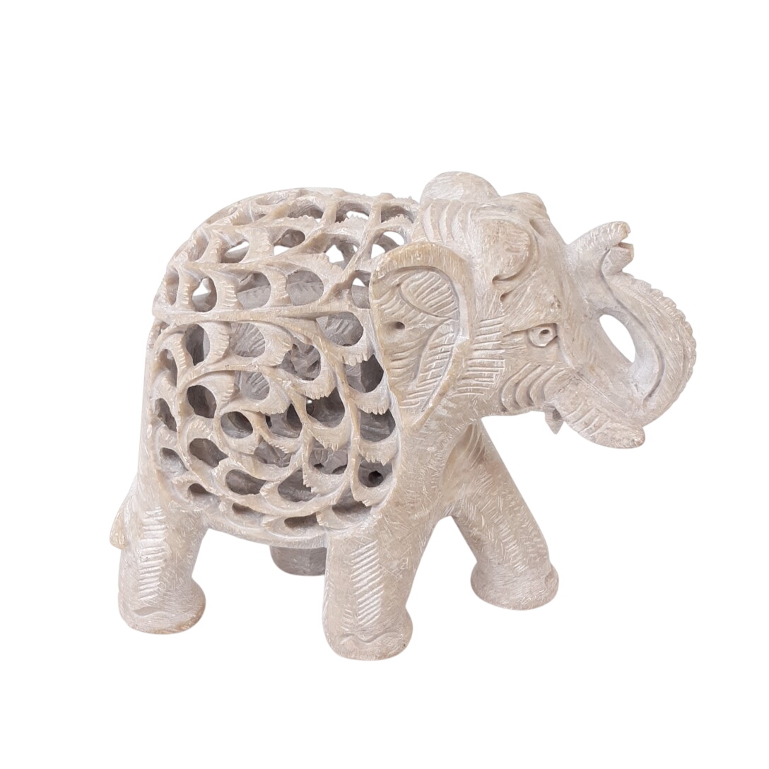 Statuette d'éléphant en pierre à savon - Photo 0