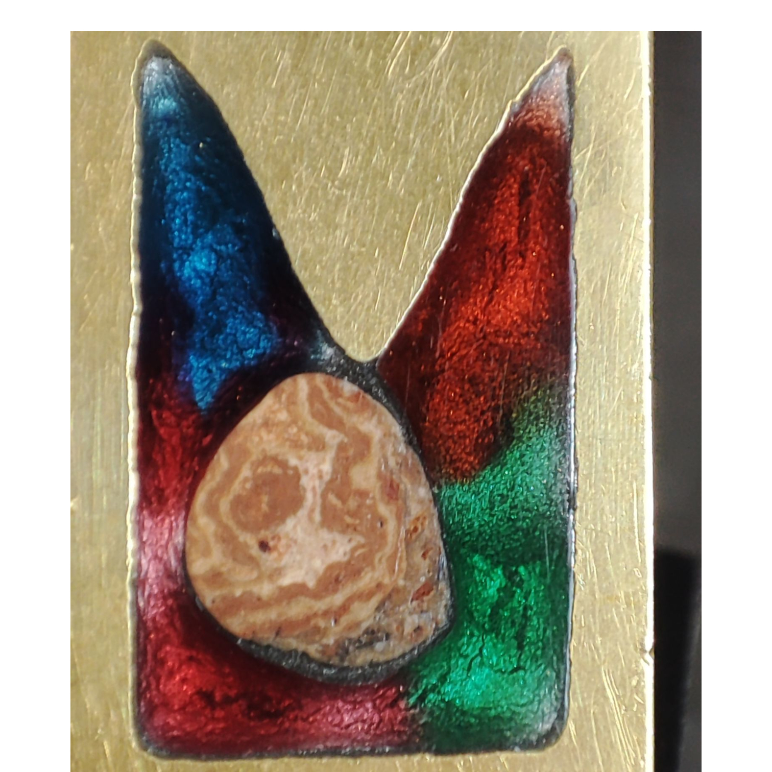 Pendentif doré avec incrustations de résine colorée - Photo 4