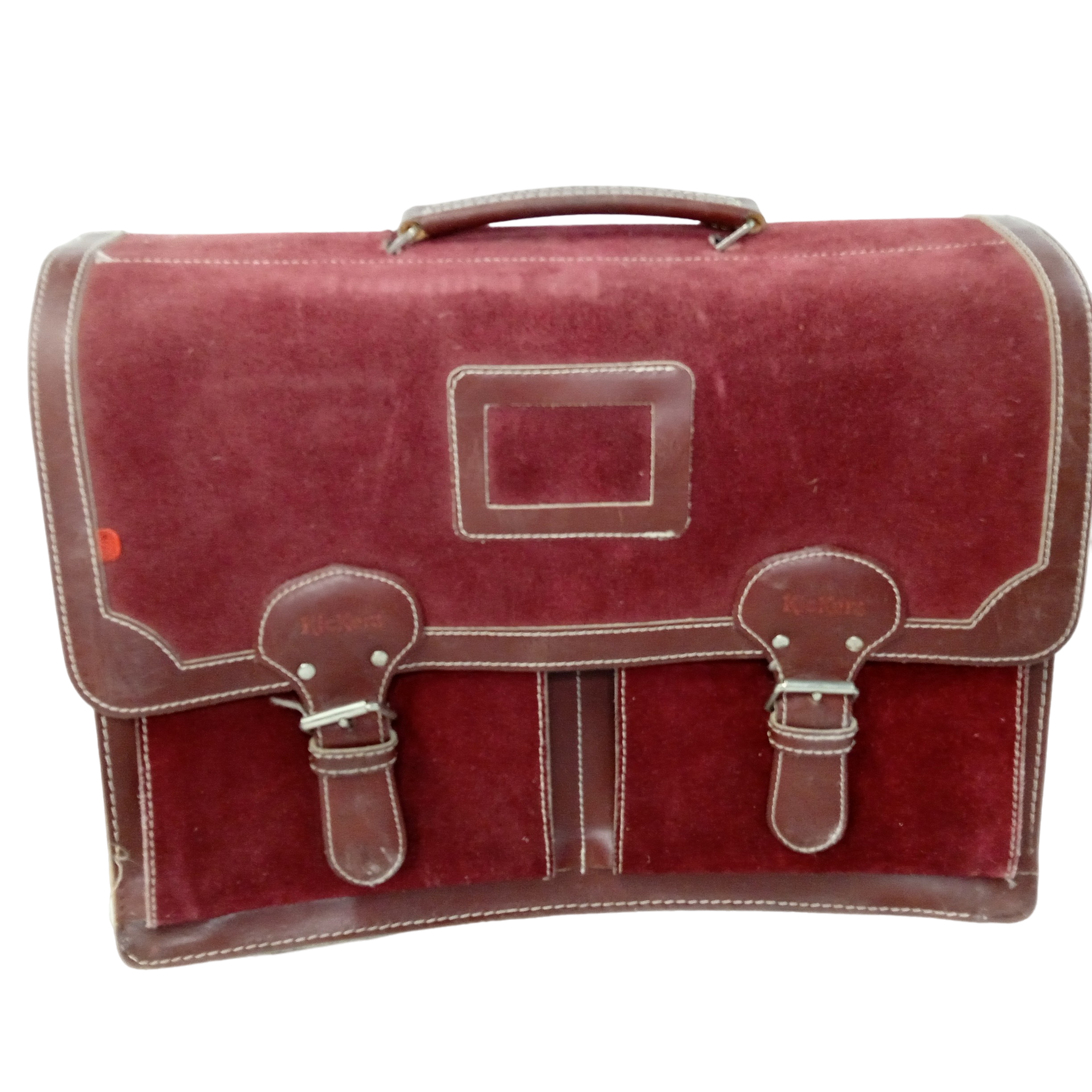 Cartable Kickers vintage rouge en cuir et en daim Bon état -  reconditionné disponible sur Label Emmaüs