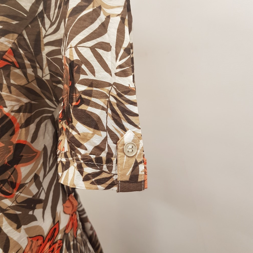 Robe chemise imprimé exotique marron et orange - DAMART - Taille 42 estimé - Photo 4