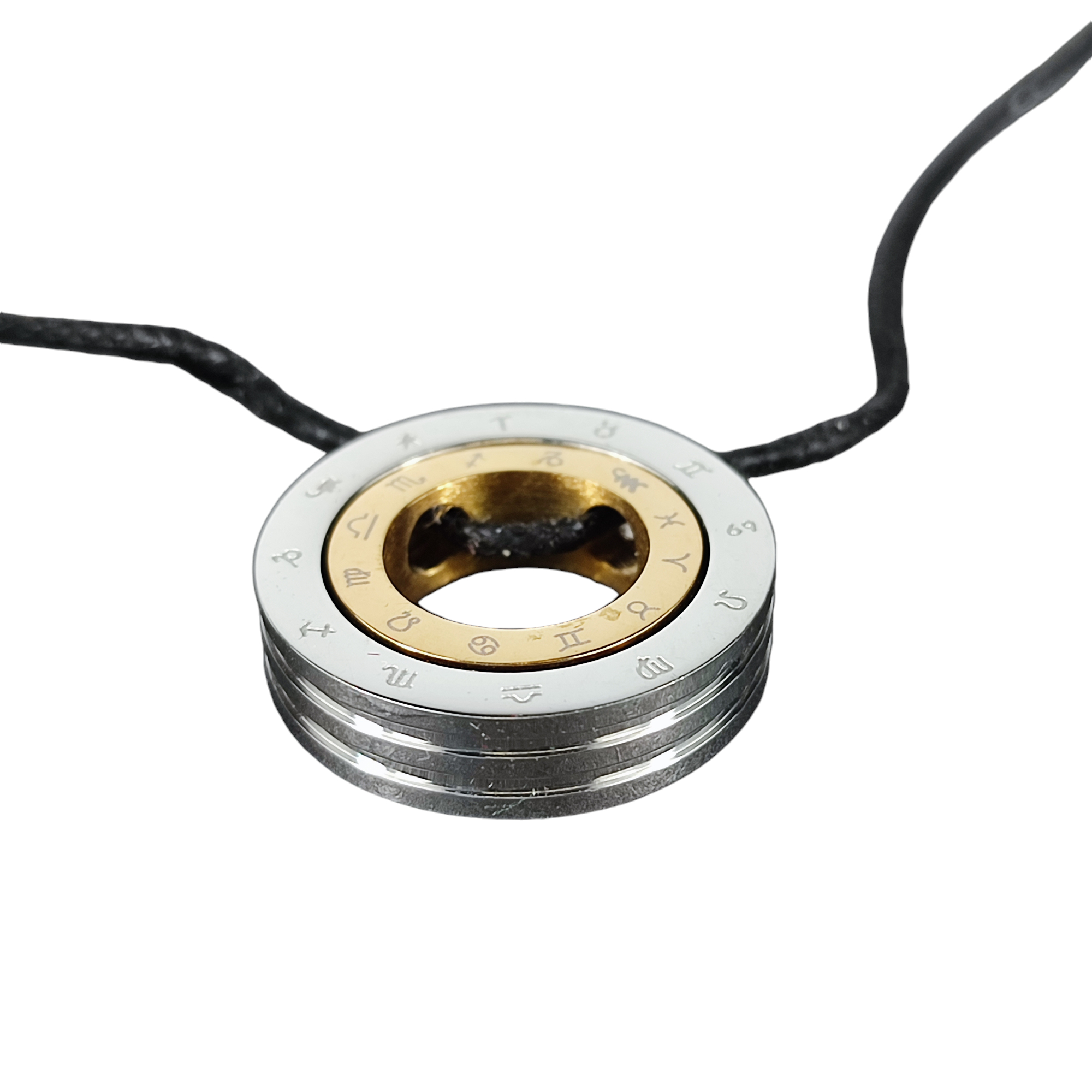 Pendentif "Anneau zodiacal" en acier  - Vue 2 - 